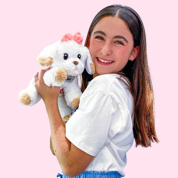 La perrita Galleta · Peluche oficial con huesito imán - producto oficial Lara Campos